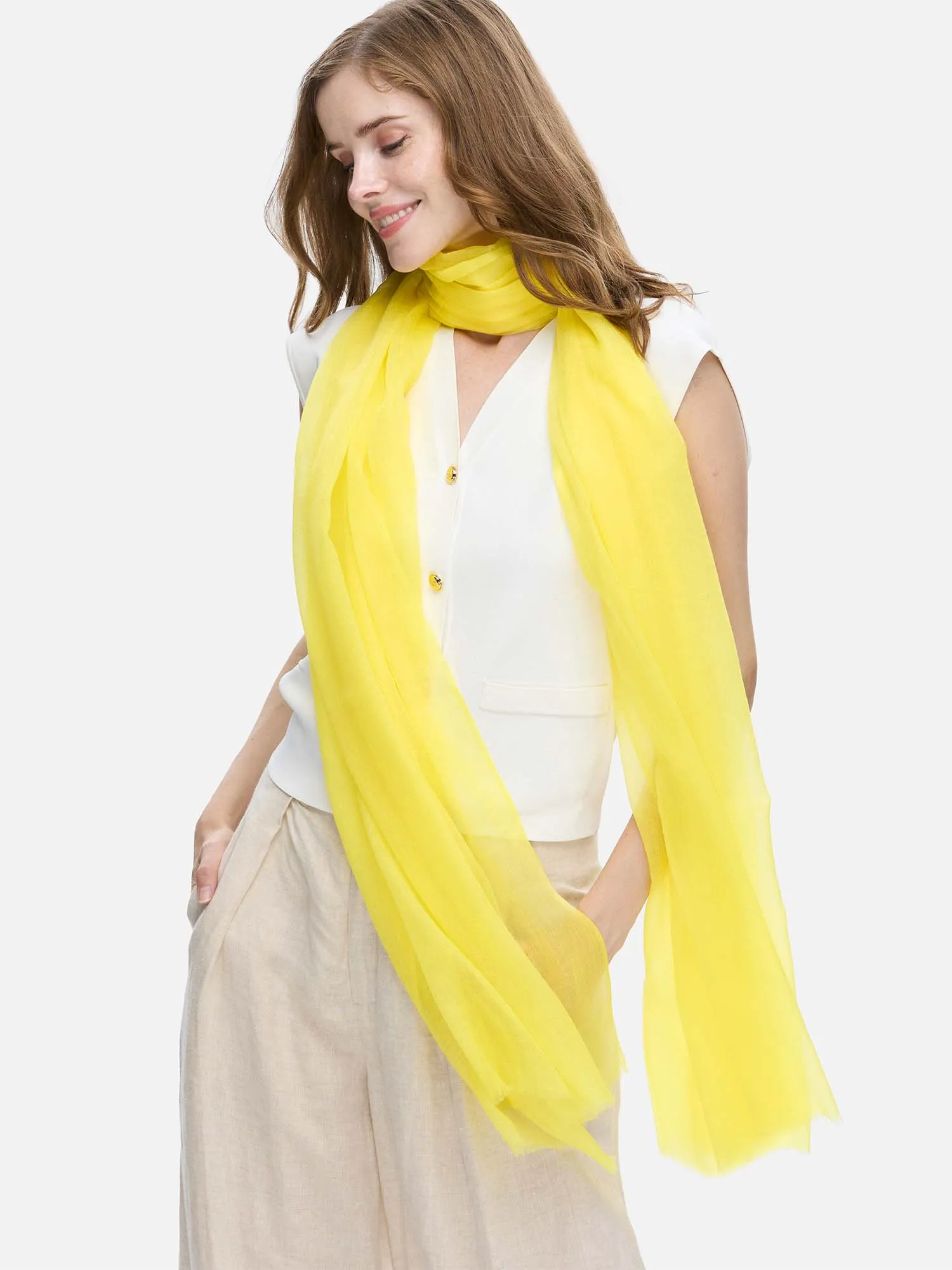 Featherlight Lemon Cashmere Scarf