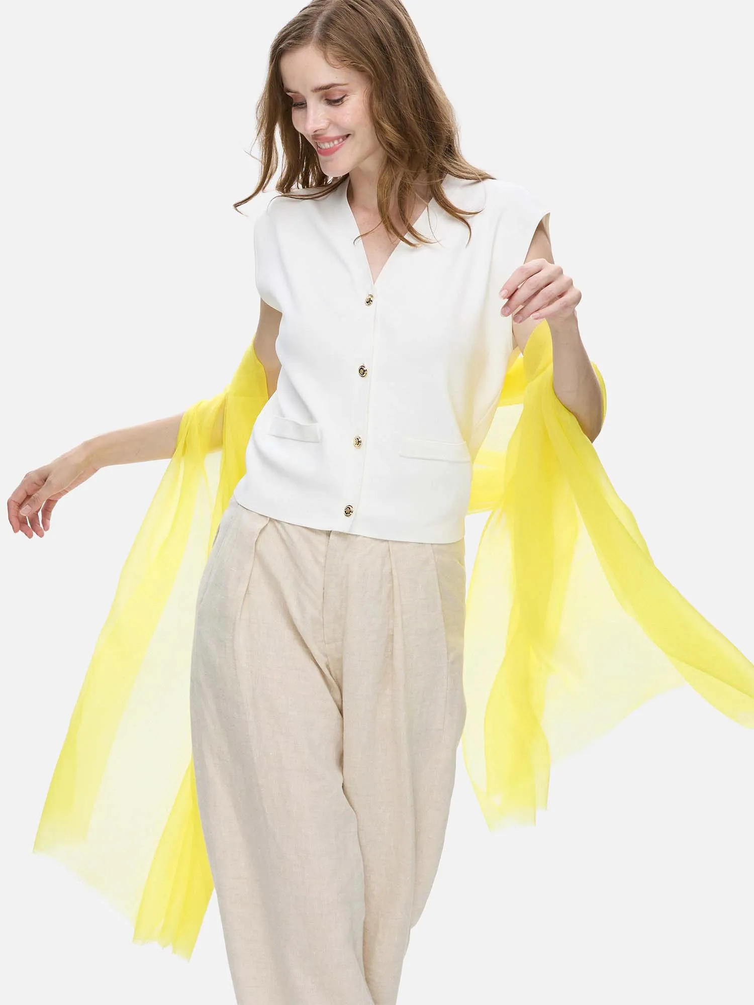 Featherlight Lemon Cashmere Scarf