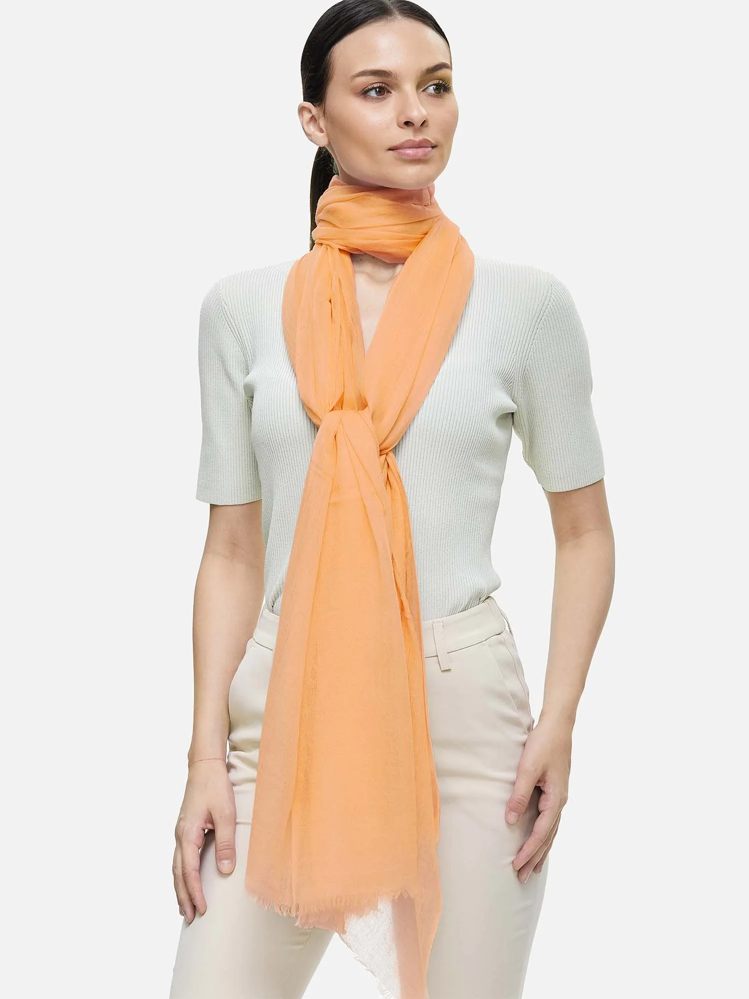 Featherlight Peach Cashmere Scarf