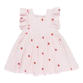 Girls Elsie Dress - Strawberry Embroidery