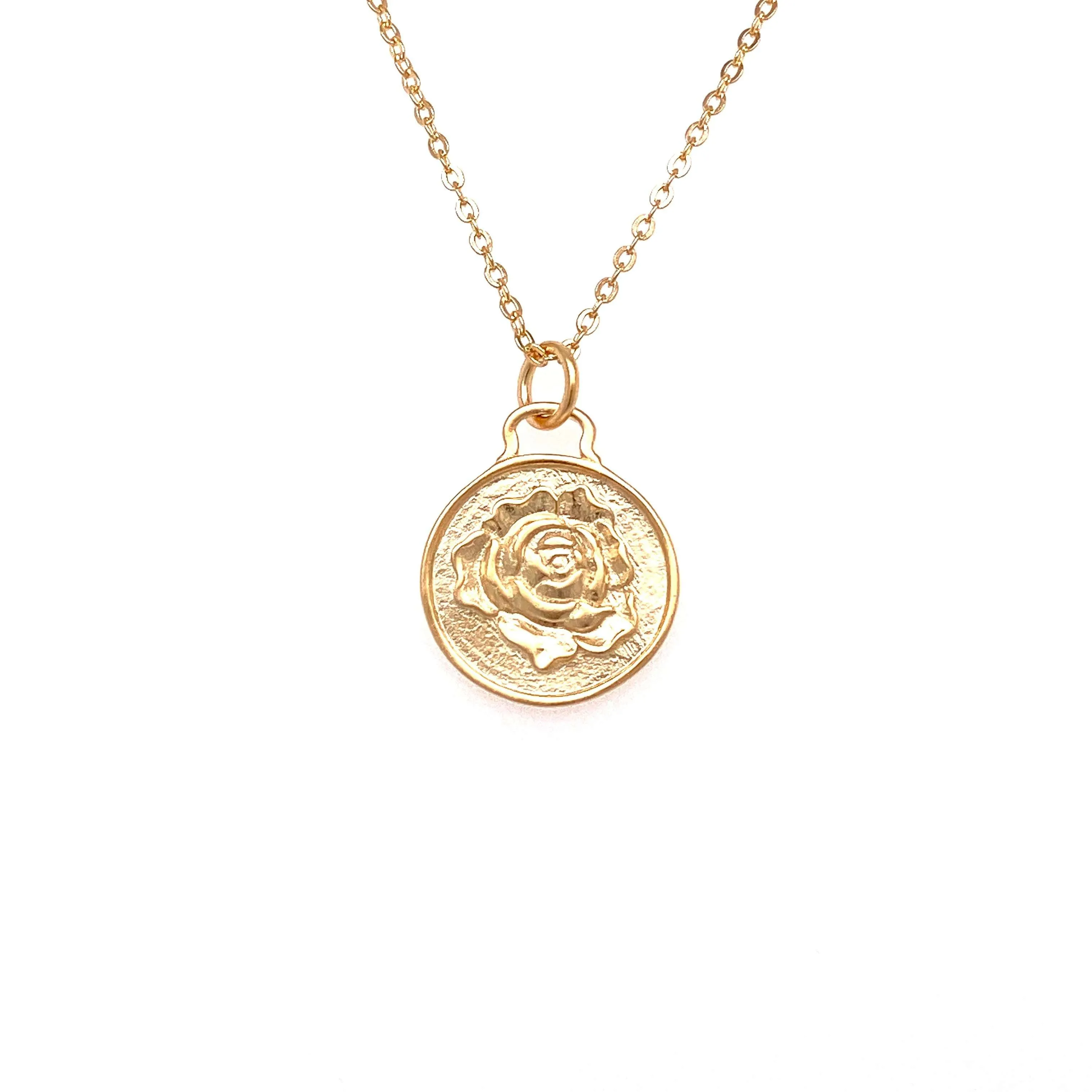 Gold Necklace With Flower Embossed Design