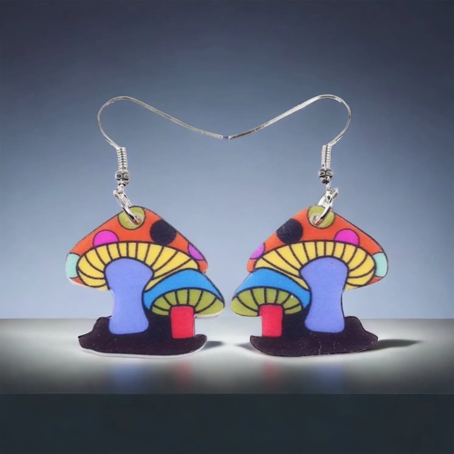 Handcrafted Colorful Mushroom Acrylic Earrings - Whimsical Nature-Inspired Jewelry