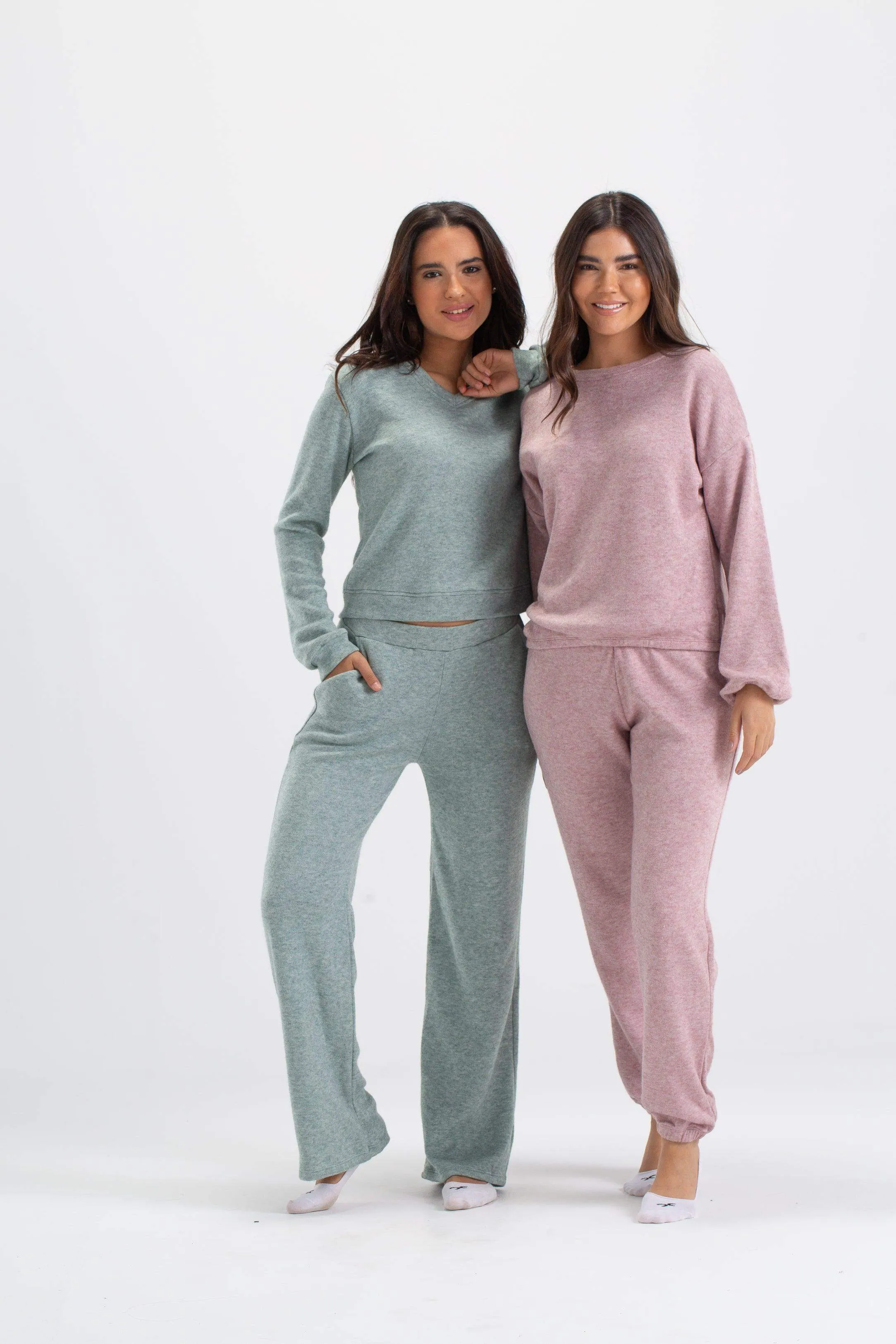 Heather V-Neck Pyjama Set