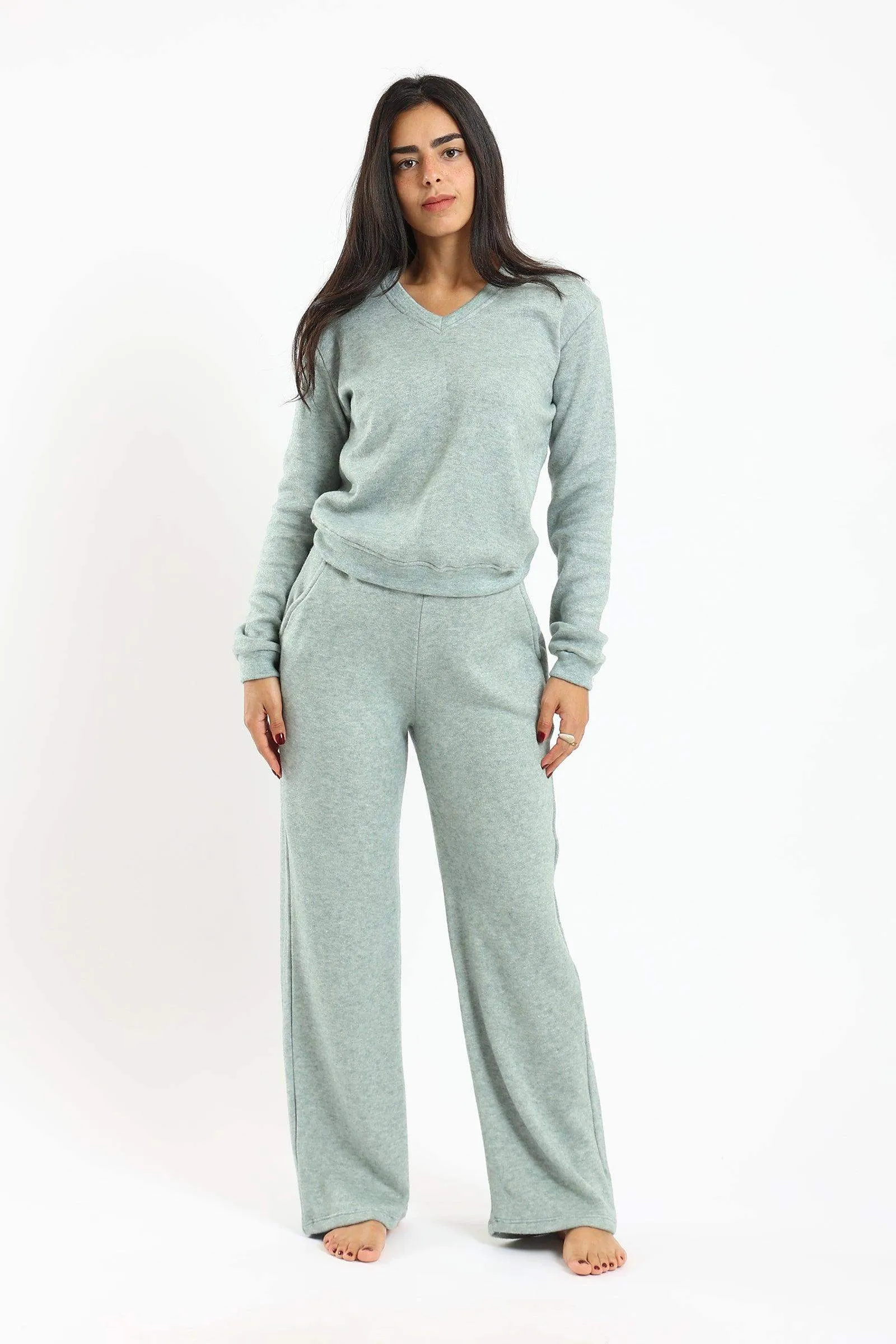 Heather V-Neck Pyjama Set