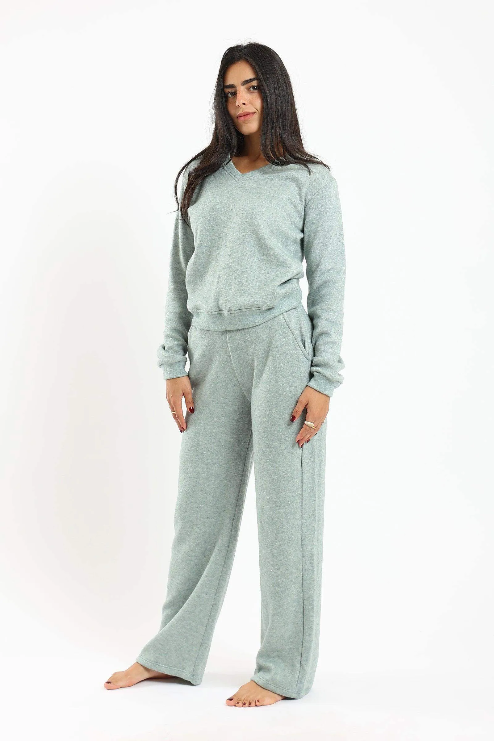 Heather V-Neck Pyjama Set