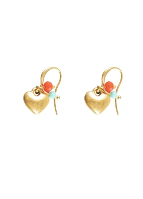 Hultquist Gold Plated Heart Charm Earrings