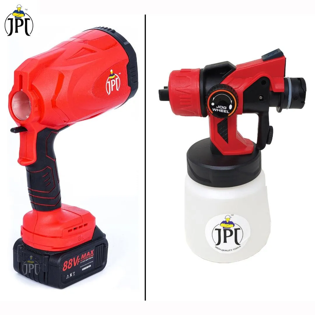 JPT 120W HVLP Brushless Cordless Paint Spray Machine | 3 Spray Patterns | 250mm Spraying Distance | 800ml Detachable Container | 360° Directional Nozzle