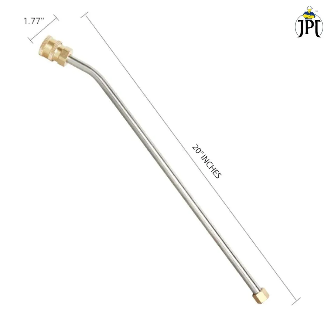 JPT 20-Inch 30° Curved Pressure Washer Spray Wand / Extension Rod With 1/4 Inch Quick Connect Adopter