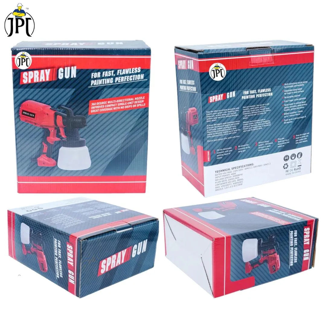 JPT 400W HVLP Corded Spray Paint Machine | 3 Spray Patterns | 800ml Detachable Container | 360° Directional Nozzle | Adjustable Flow Control | Fast And Flawless Painting Perfection | Great Coverage And No Drips