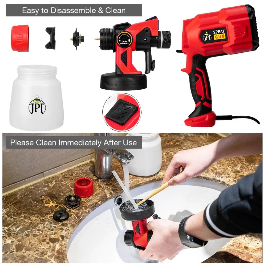 JPT 550W Powerful HVLP Paint Spray Gun | 1.8MM Nozzle | 3 Spray Patterns | 500ml/min Flow Rate | 800ml Detachable Container | 360° Directional Nozzle | Single Unit Design | Great Coverage And No Drips