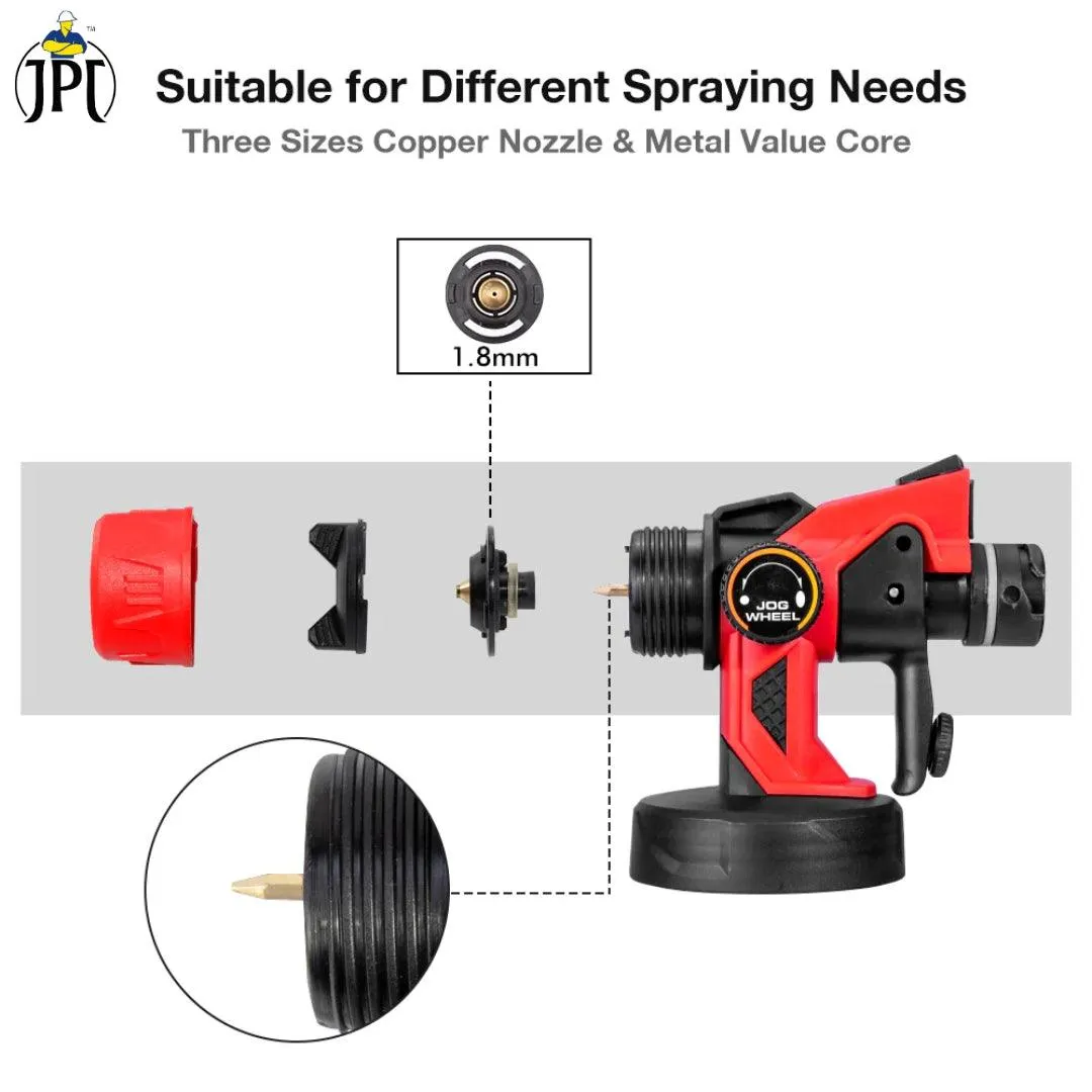 JPT 550W Powerful HVLP Paint Spray Gun | 1.8MM Nozzle | 3 Spray Patterns | 500ml/min Flow Rate | 800ml Detachable Container | 360° Directional Nozzle | Single Unit Design | Great Coverage And No Drips