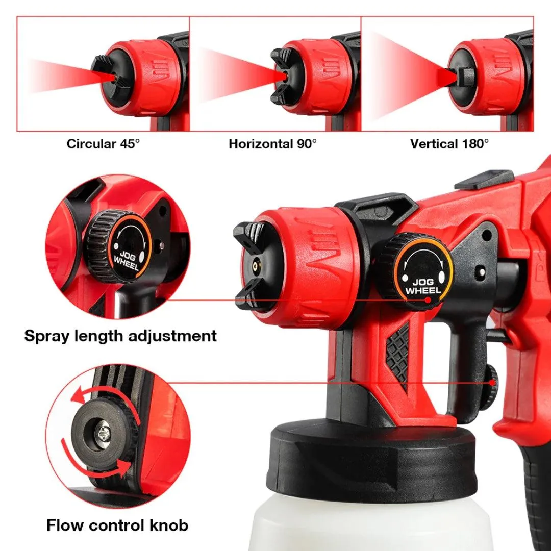 JPT 550W Powerful HVLP Paint Spray Gun | 1.8MM Nozzle | 3 Spray Patterns | 500ml/min Flow Rate | 800ml Detachable Container | 360° Directional Nozzle | Single Unit Design | Great Coverage And No Drips