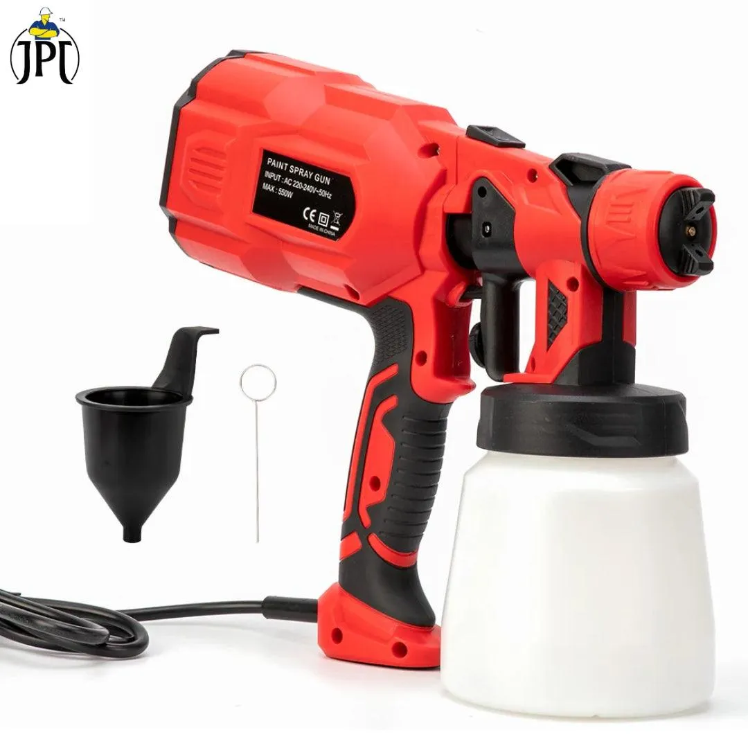 JPT 550W Powerful HVLP Paint Spray Gun | 1.8MM Nozzle | 3 Spray Patterns | 500ml/min Flow Rate | 800ml Detachable Container | 360° Directional Nozzle | Single Unit Design | Great Coverage And No Drips