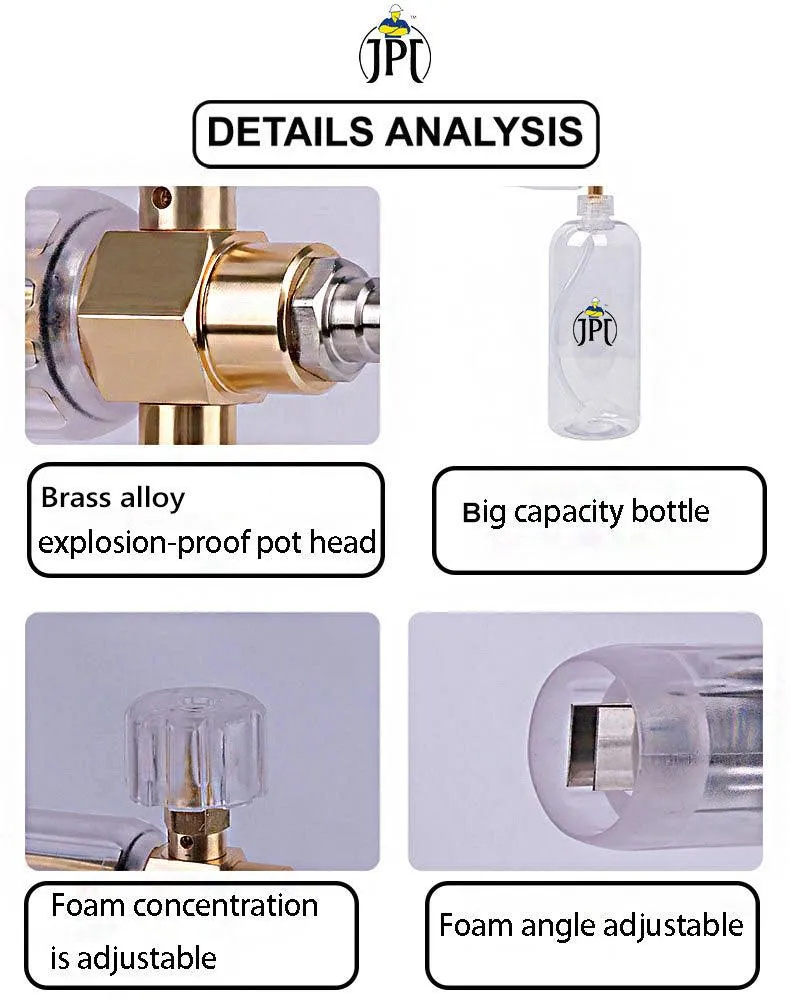 JPT Combo Heavy Duty Foam Lance with Pressure Washer Universal Gun and 10"/25CM Extension Rod (Quick Connector Included) for STARQ VANTRO AIMEX GAOCHENG