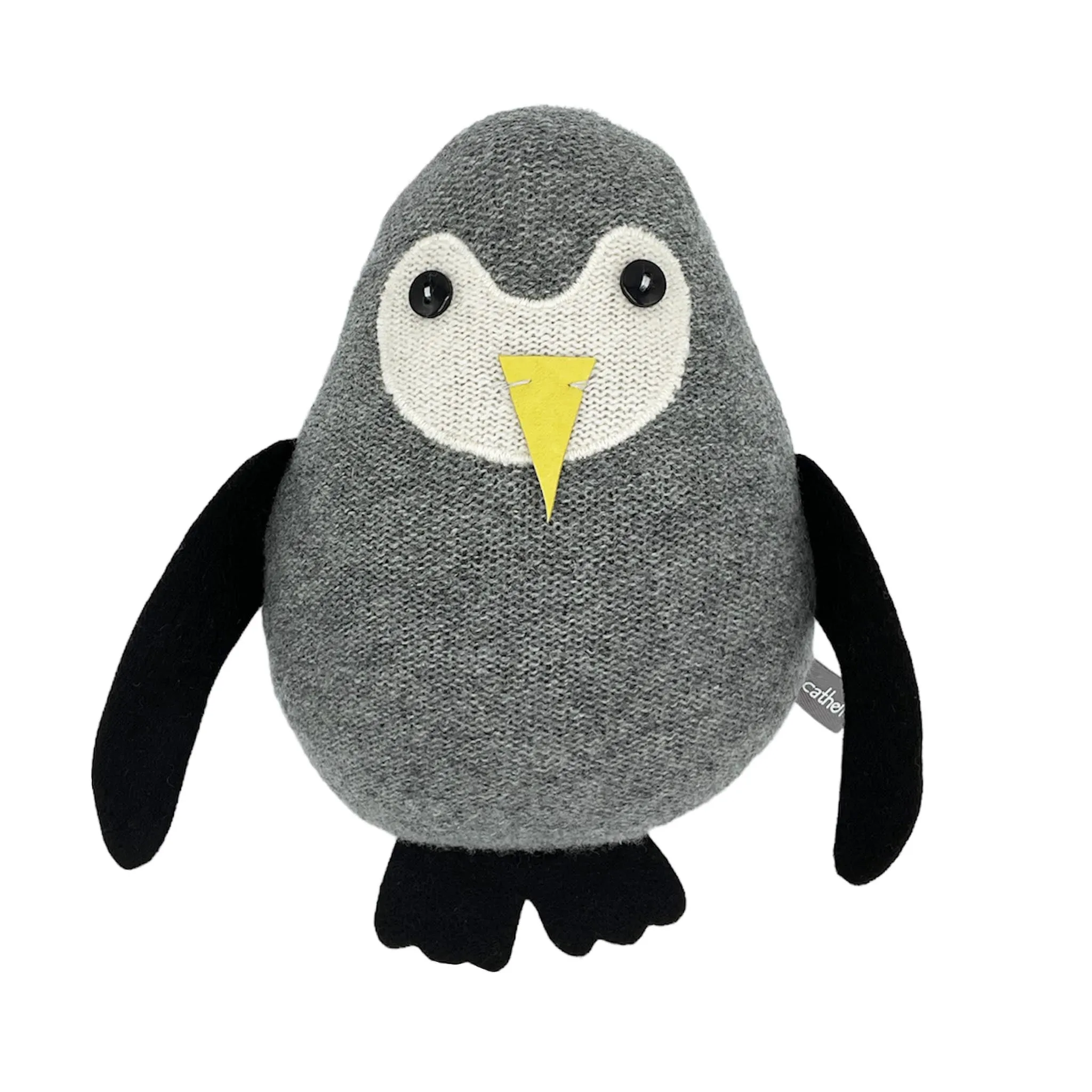 Knitted Grey Penguin Doorstop With Lavender