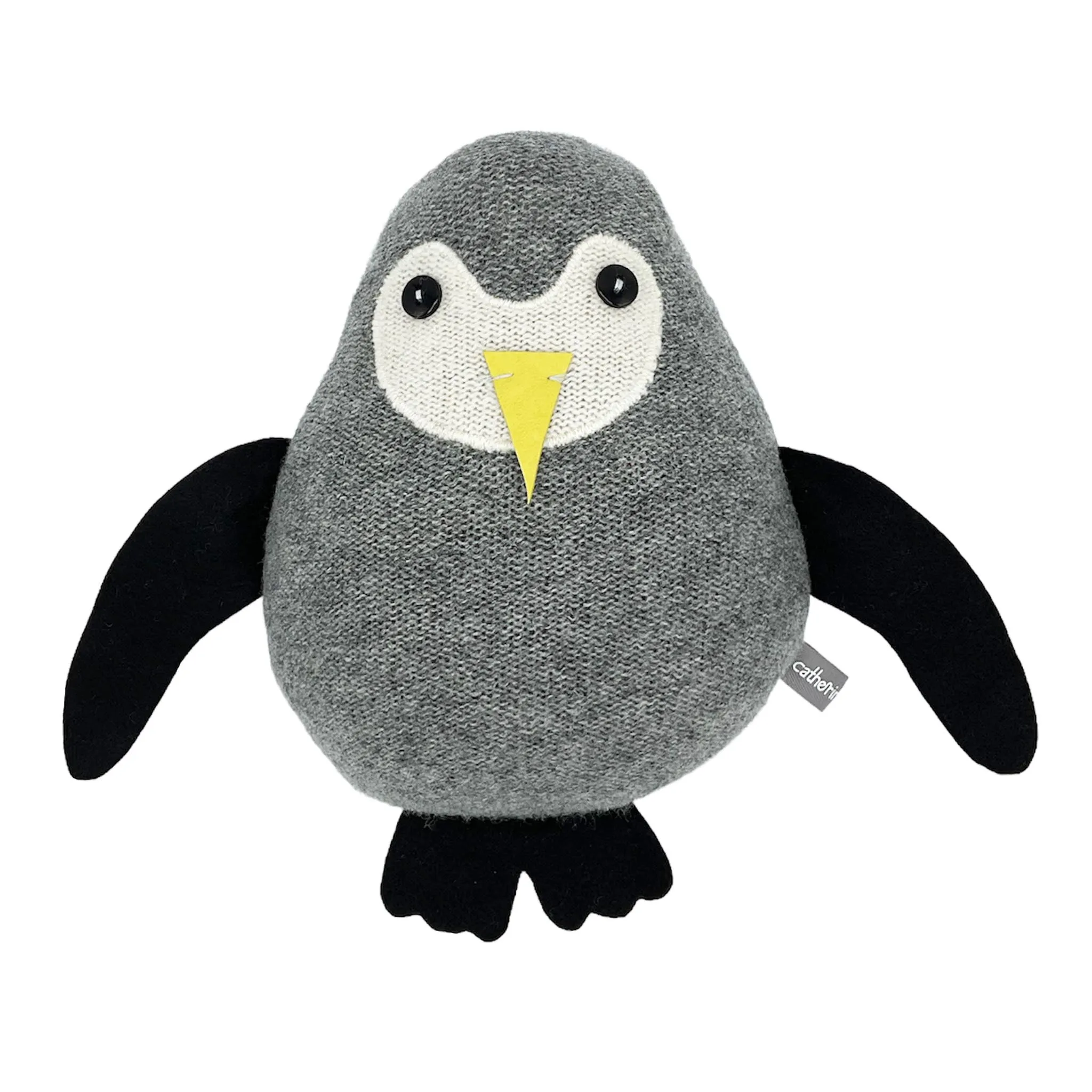 Knitted Grey Penguin Doorstop With Lavender