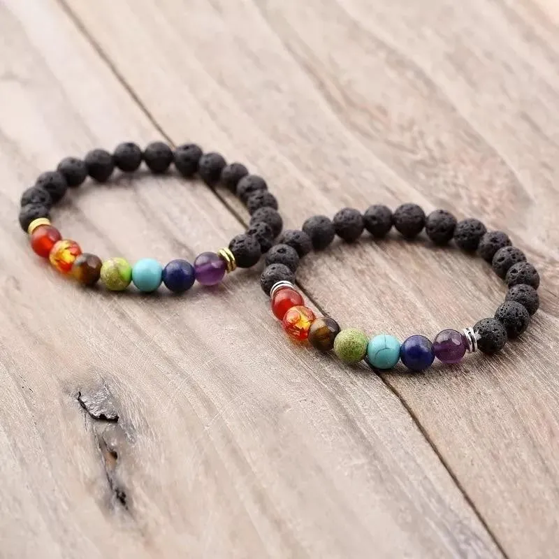 Lava Stone Chakra Bead Bracelets