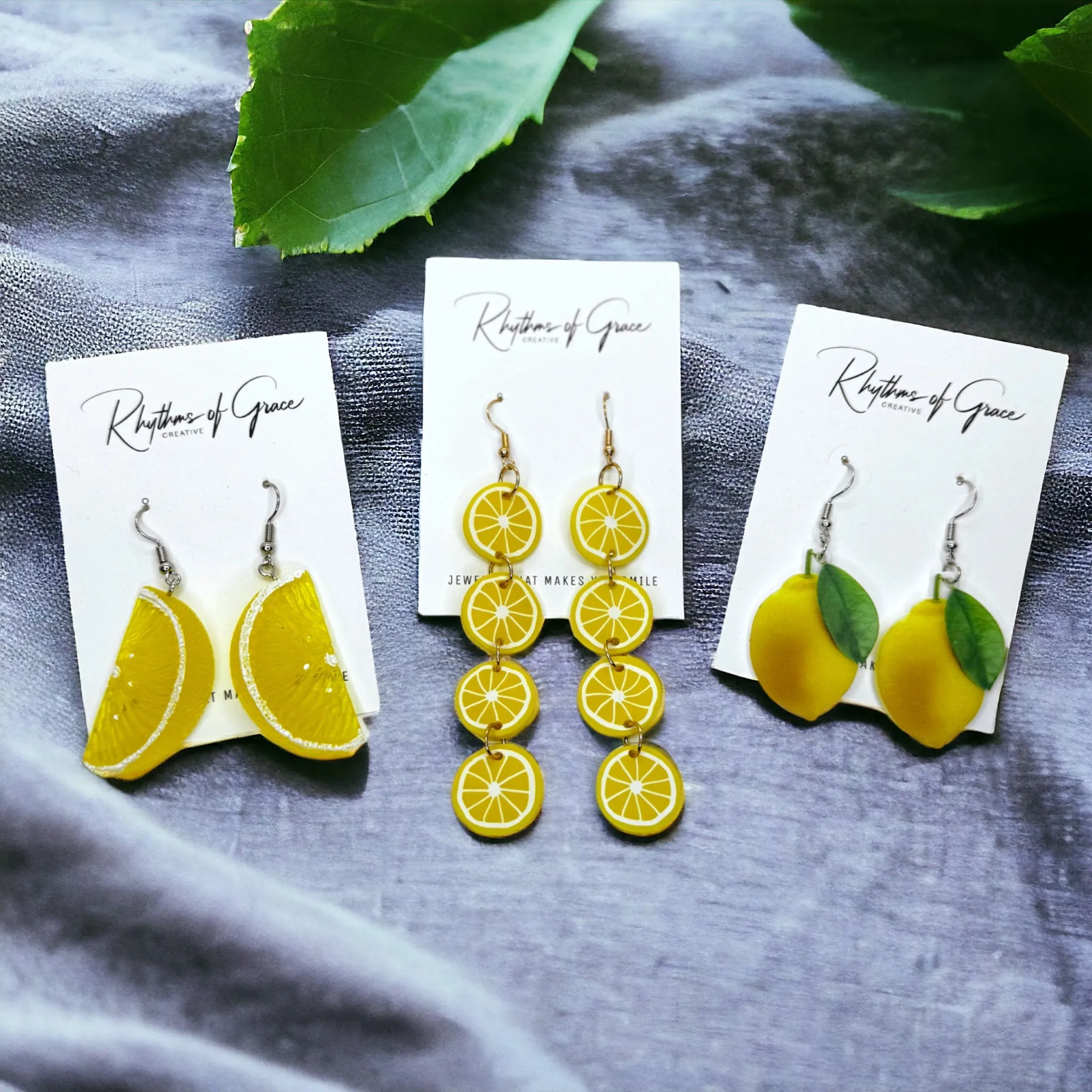 Lemon Earrings - Fruit Earrings, Handmade Jewelry, Lemon Jewelry, Food Earrings, Lemonade