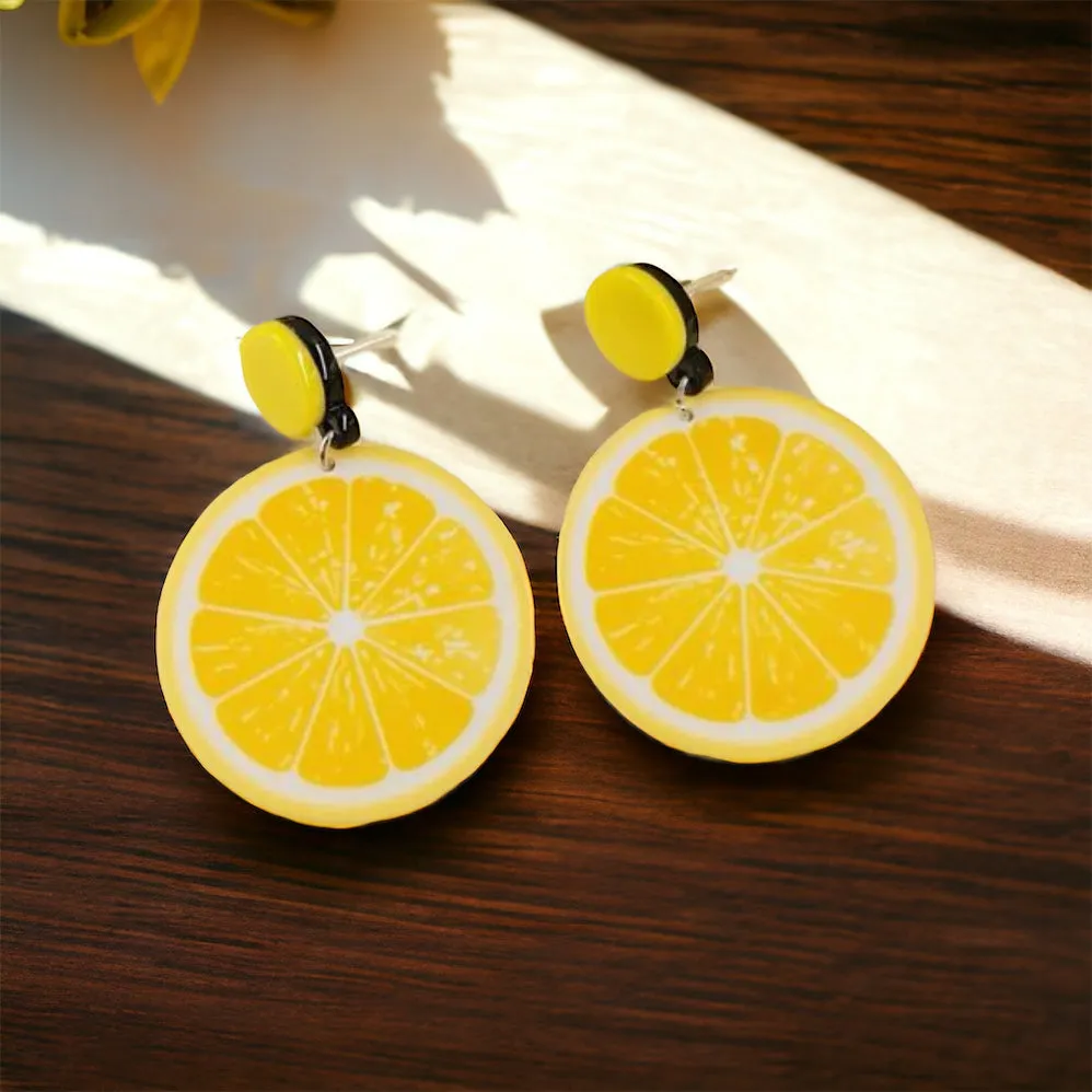 Lemon Earrings - Fruit Earrings, Handmade Jewelry, Lemon Jewelry, Food Earrings, Lemonade