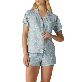 Lucky Brand Women's 2-Piece Floral Print  PJ Classic Button Up Top and Shorts Lounge Set