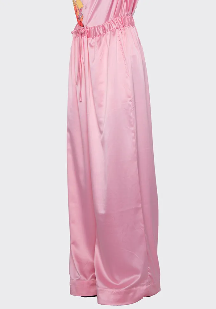 LU'U DAN MP022W_FS FLUID SATIN PYJAMA TROUSERS PINK