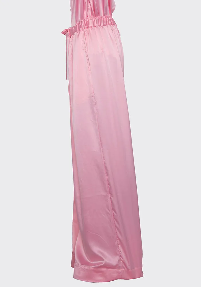 LU'U DAN MP022W_FS FLUID SATIN PYJAMA TROUSERS PINK