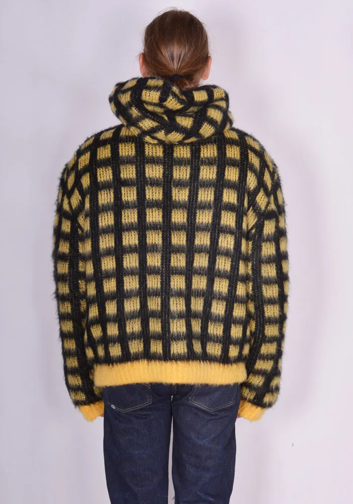 MARNI CDMG0116Q0 BRUSHED CHECK KNIT CARDIGAN YELLOW/BLACK