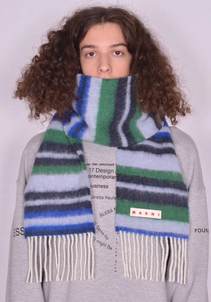 MARNI SCZC0043QX STRIPED BRUSHED WOOL SCARF ARTIC