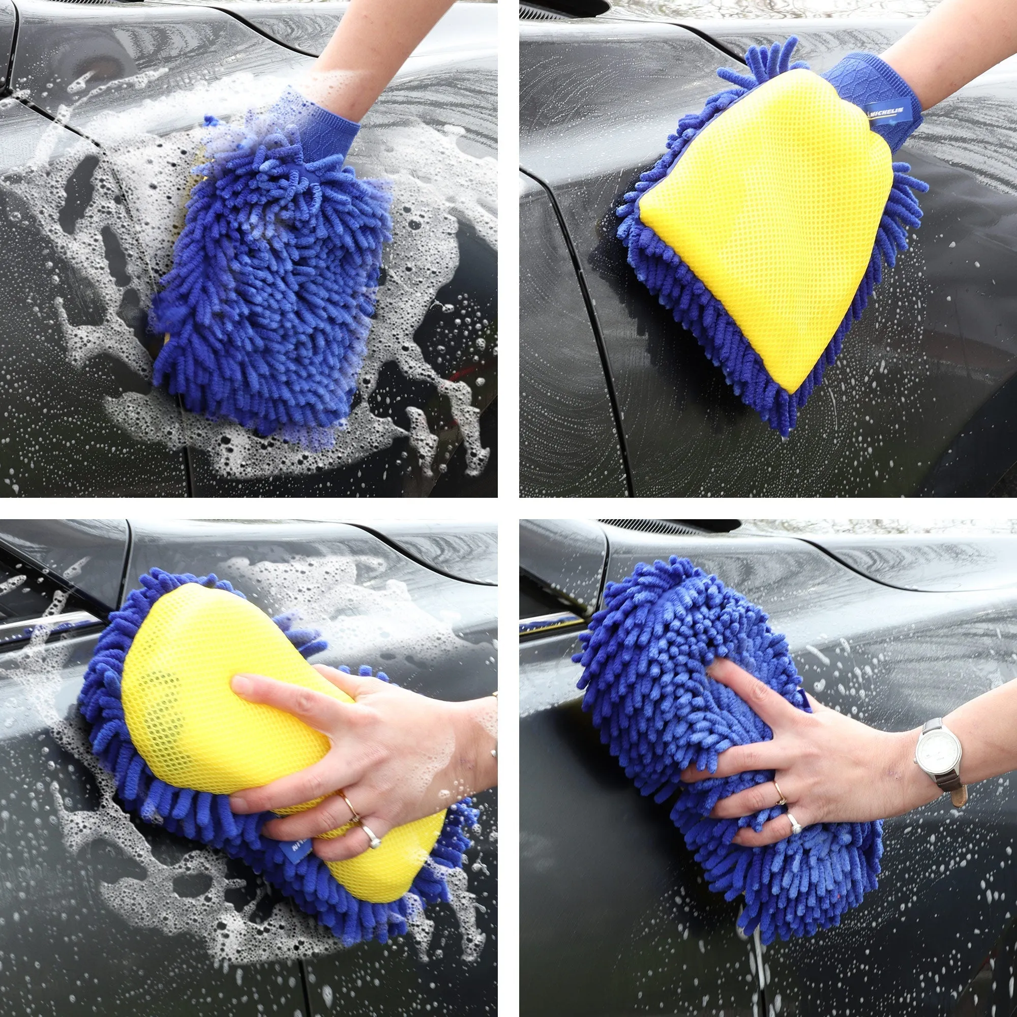 Michelin Ultimate 11-Piece Car Wash Kit, 4.5 Gal Bucket, Mag Wheel Brushes, Microfibre Duster and Detailing Brush, Chenille Wash and Scrub Sponge, Applicator Pad Kit, Drying Towel, for Car, SUV, Truck