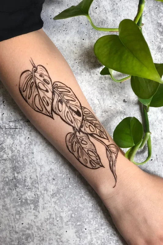 monstera vine temporary tattoo