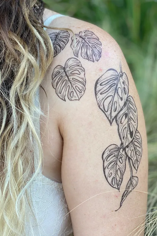 monstera vine temporary tattoo