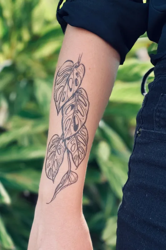 monstera vine temporary tattoo