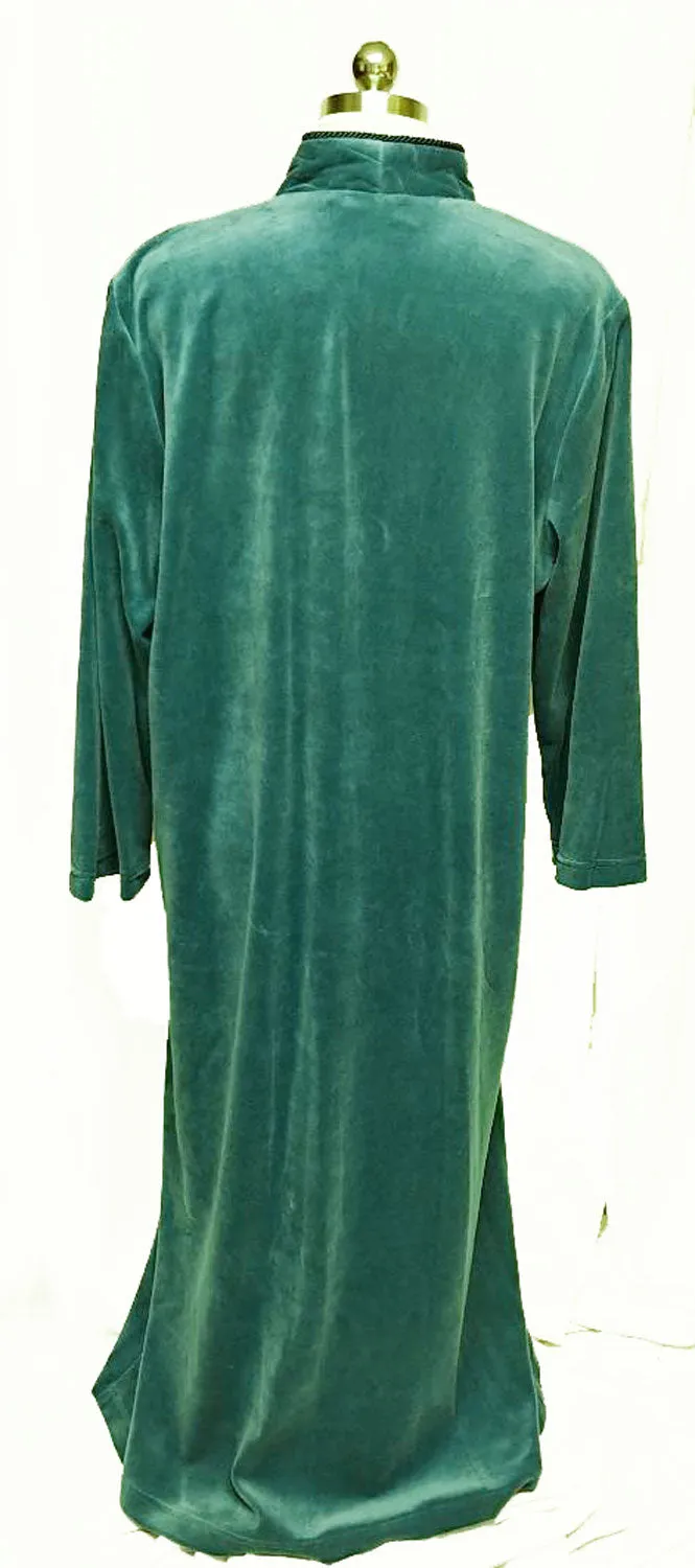 NEW - DIAMOND TEA LUXURIOUS ZIP UP FRONT COTTON/ POLY VELOUR ROBE IN JADE - SIZE LARGE- ONLY 1 IN STOCK IN THIS SIZE & COLOR- WOULD MAKE A WONDERFUL CHRISTMAS GIFT!