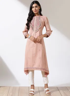 Peach Alora Collection Kurta With Delicate Embroidery