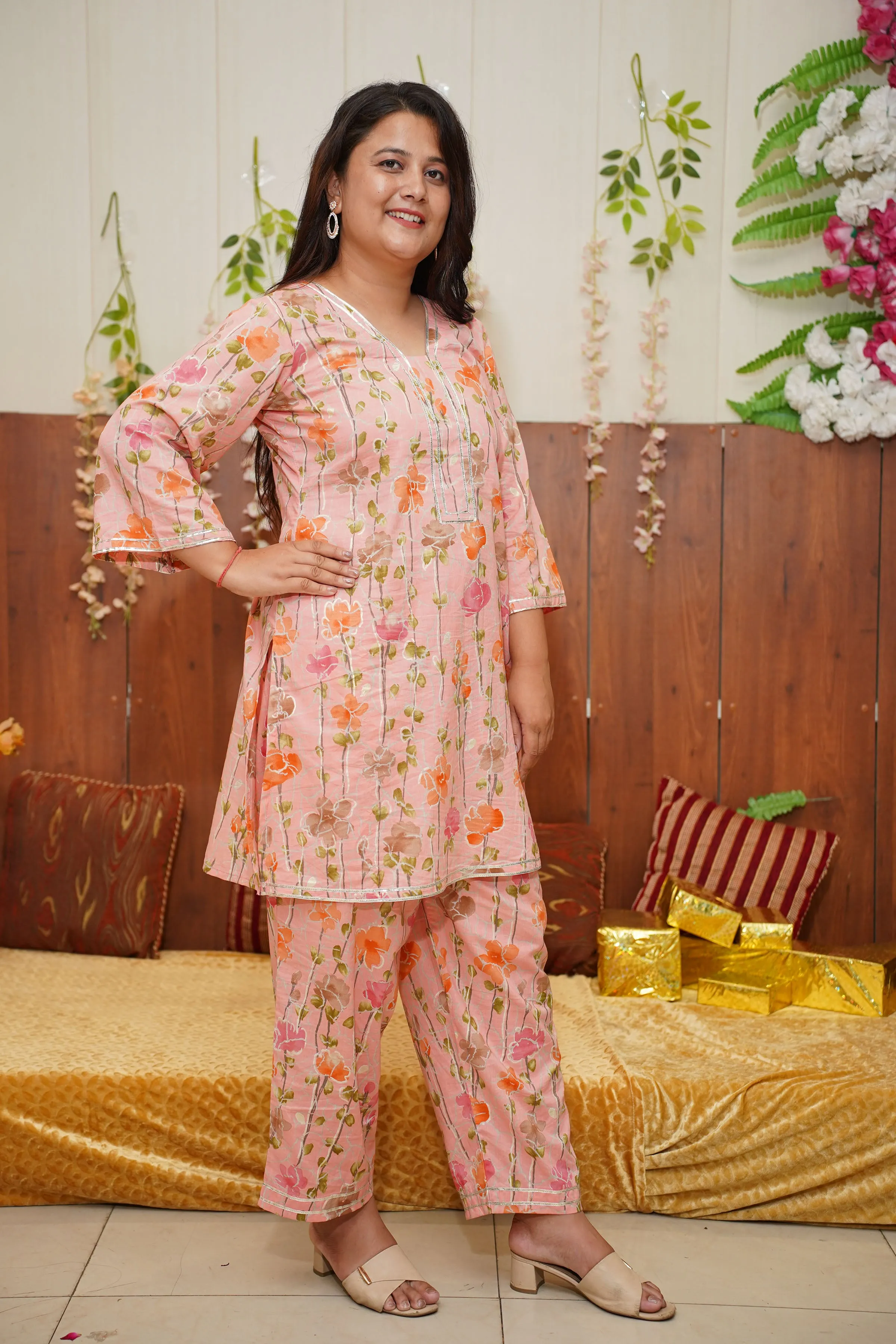 Peach Blossom Mul Co-ord Set