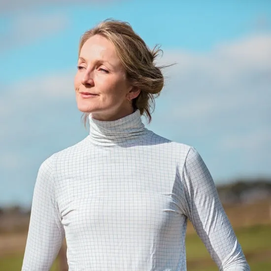 Perfect Polo Neck in Dusk Blue Check