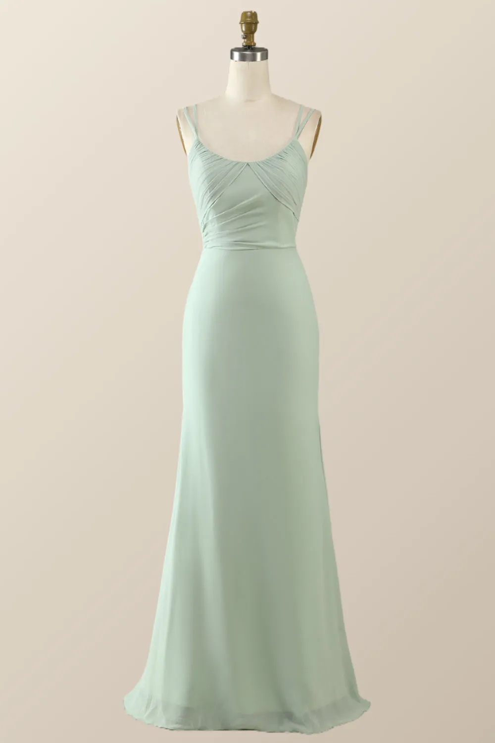 Scoop Lavender Chiffon Pleated Long Bridesmaid Dress