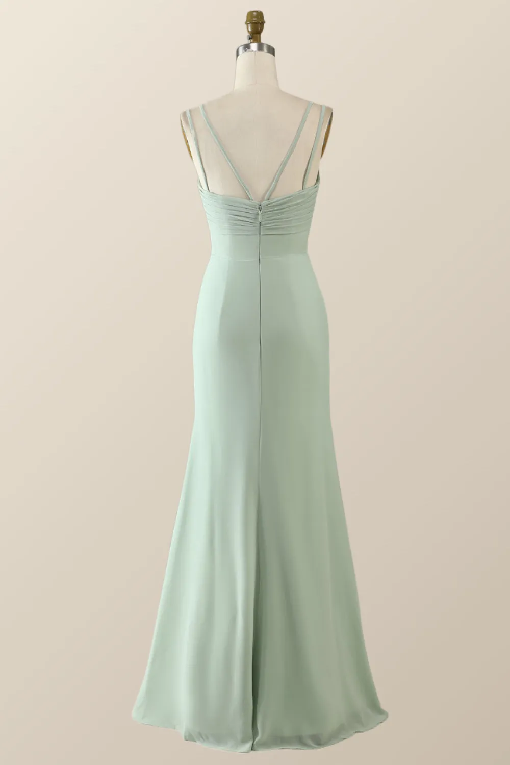 Scoop Lavender Chiffon Pleated Long Bridesmaid Dress