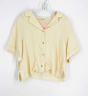 Size M Cream Solid Gauze Designer Blouse