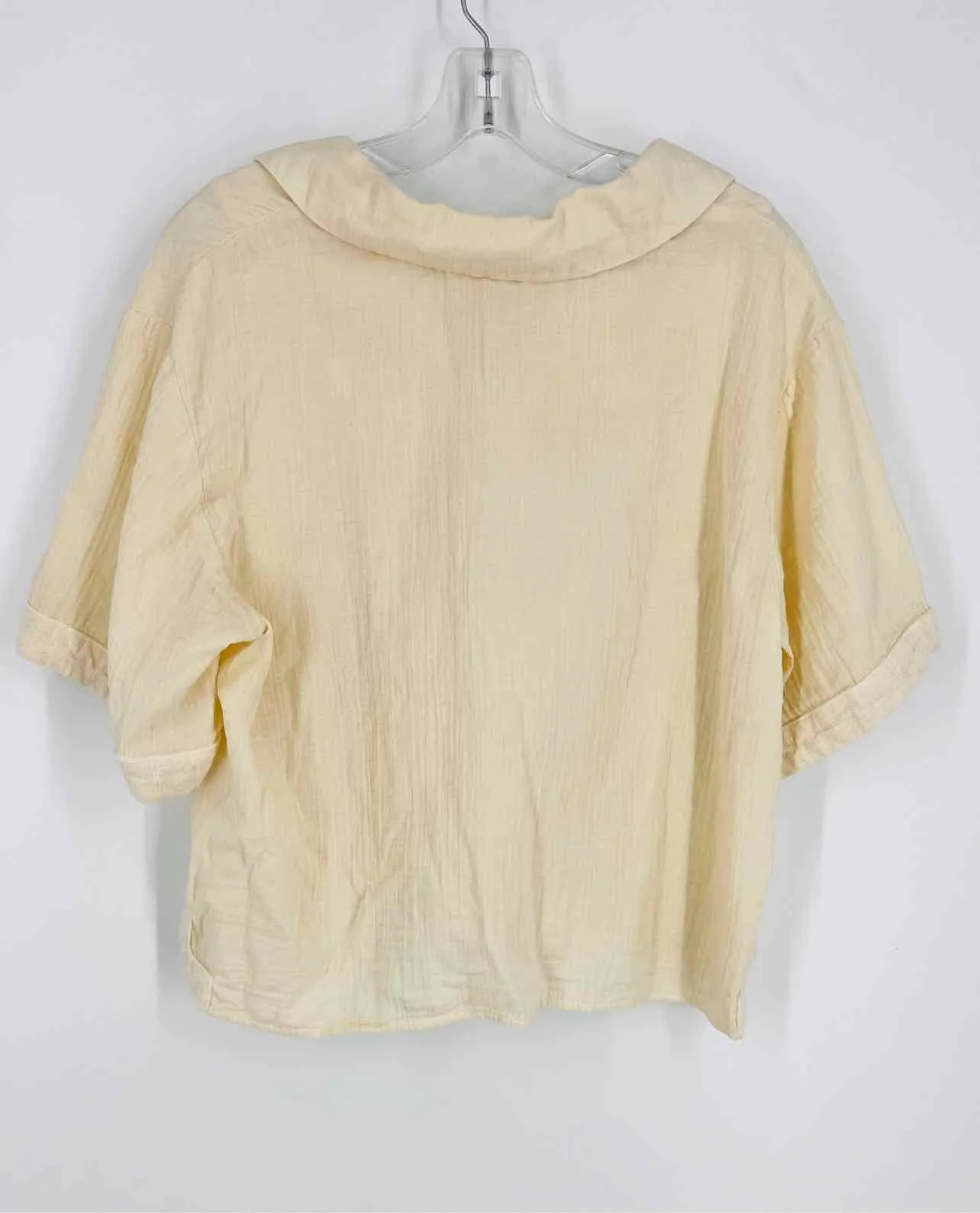 Size M Cream Solid Gauze Designer Blouse