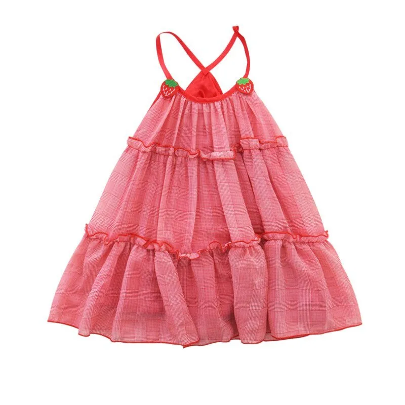 Strawberry Delight Ruffle Dress for Little Girls