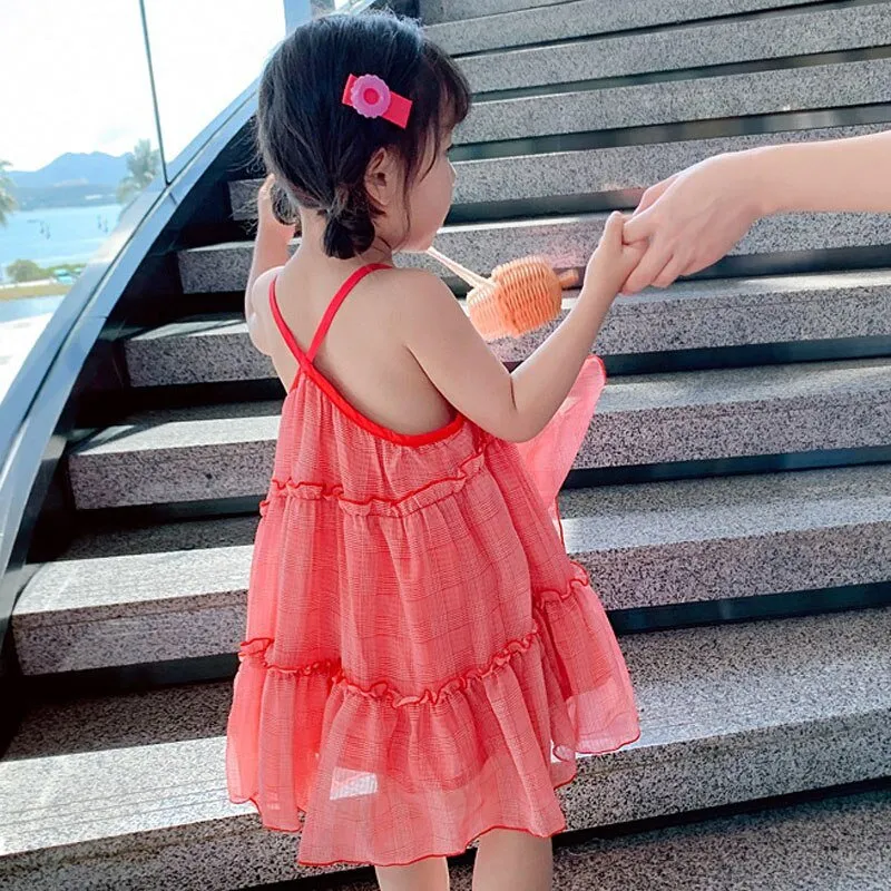 Strawberry Delight Ruffle Dress for Little Girls