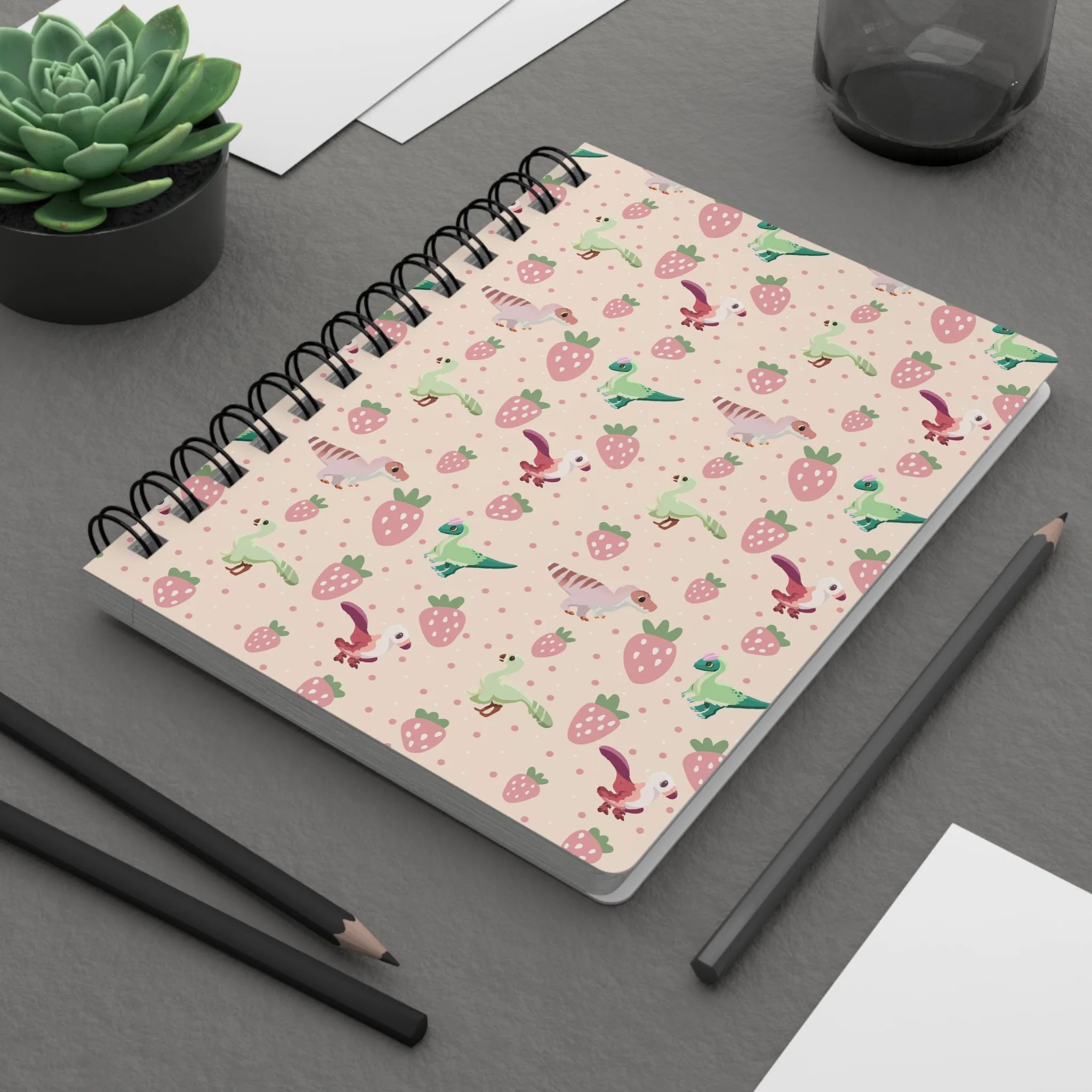 Strawberry Dinos - Spiral Bound Journal