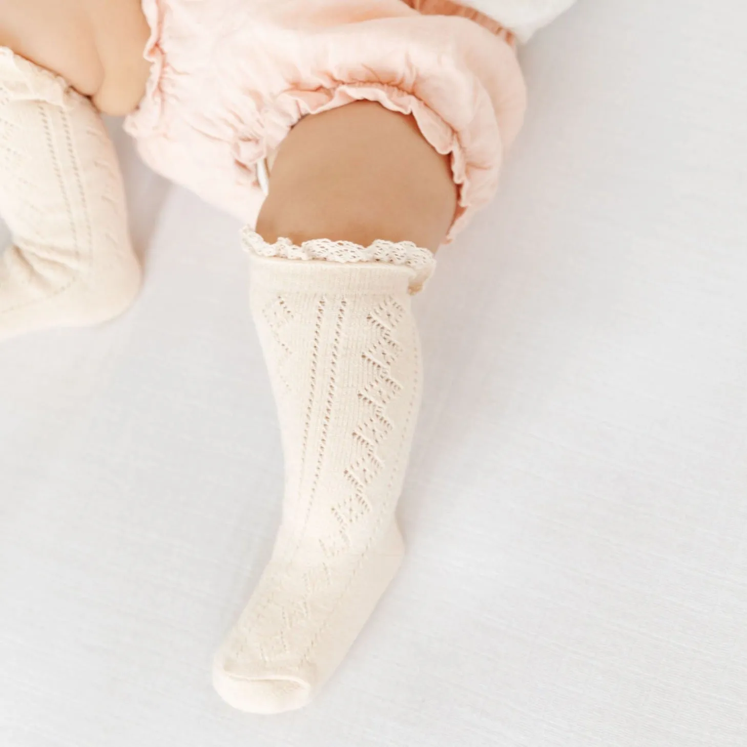 Vanilla Fancy Lace Top Knee High Socks