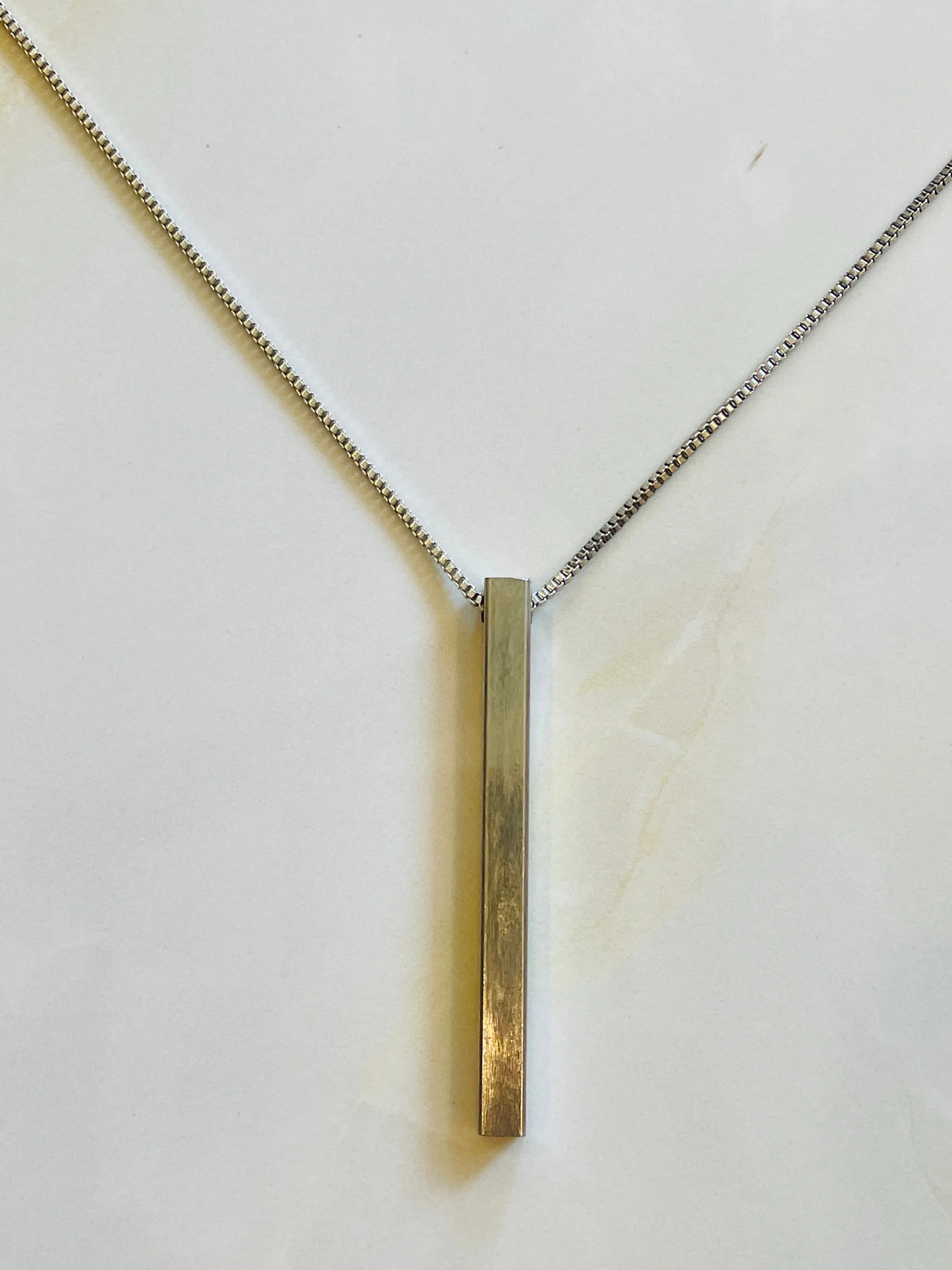 Vertical 4D Bar Pendant Necklace